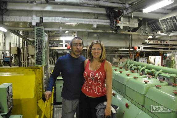 Visitando a Sala de Máquinas do Sea Spirit e seus possantes motores, durante nossa travessia da Drake Passage